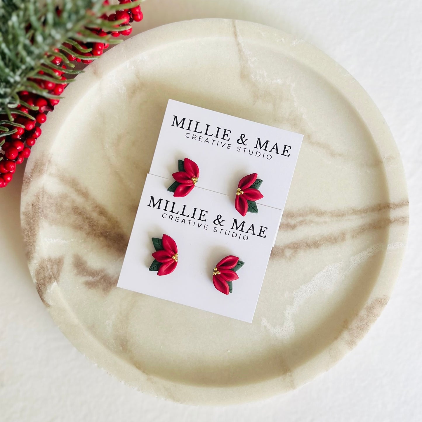 Poinsettia Studs | Christmas Collection