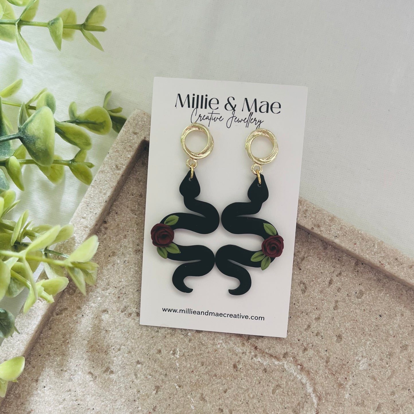 Rose Snakes | Polymer Clay Earrings